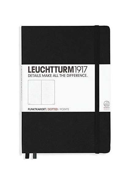 Leuchttrum 1917 Medium(A5) Sert Kapak, 251 Numaralandırılmış Çizgsiz Sayfa Defter Black 311333