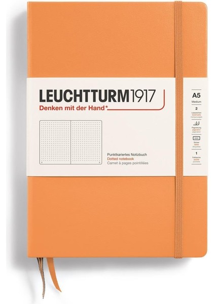 Leuchttrum 1917 Medium(A5) Sert Kapak, 251 Numaralandırılmış Düz Sayfa Defter Apricot 369780