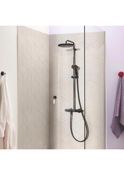 Vitalio Start System 250 Termostatik Bataryalı Duş Sistemi |250MM Tepe DUŞU/100MM 2 Akışlı El DUŞU/1750MM Duş Hortumu | Sabit Sıcaklık Ayarı | Su Tasarruflu | Duş Başlığı |mat Siyah| 266772430 modelleri