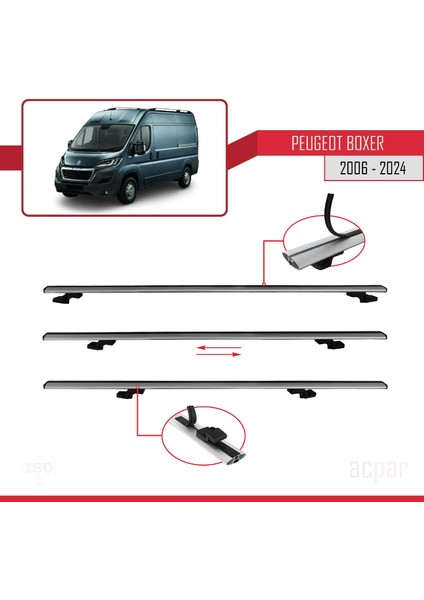 Peugeot Boxer 2006 ve Sonrası ile Uyumlu Basıc Model Ara Atkı Tavan Barı Gri 4 Adet indirimleri