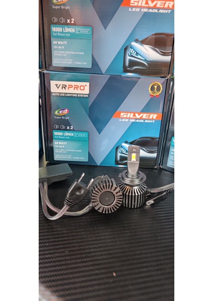 H7 Vrpro Silver 6000K-6500K Saf Beyaz Işık LED Zenon 18000LÜMEN 60W Garantili Ürün 12-24V modelleri