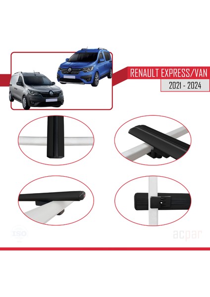 Renault Express 2021 ve Sonrası ile Uyumlu Basıc Model Ara Atkı Tavan Barı Siyah 4 Adet fırsatları