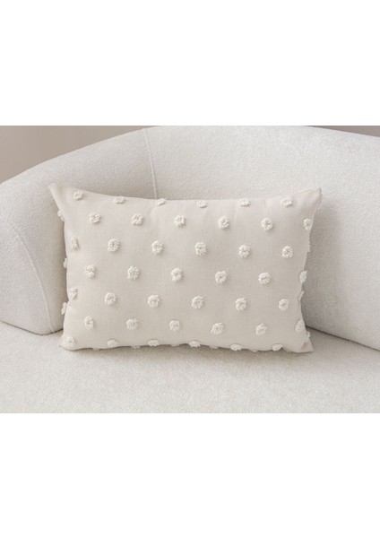 Puantiyeli Keten Dokuma Kırlent Krem 35 x 50 cm fiyatları