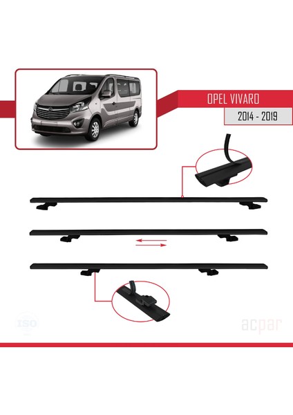Opel Vivaro 2014-2019 Arası ile Uyumlu Basıc Model Ara Atkı Tavan Barı Siyah 4 Adet indirimleri