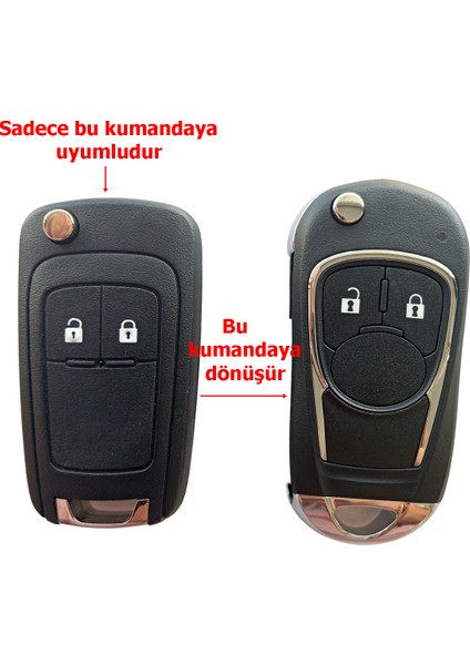 Chevrolet Cruze Uyumlu Çevirici Modifiye Dönüşüm Kumanda Anahtar Kabı Oto Anahtarlık Logolu 2 Tuş