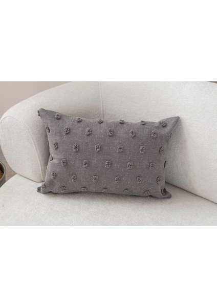 Puantiyeli Keten Dokuma Kırlent Gri 35 x 50 cm fiyatları