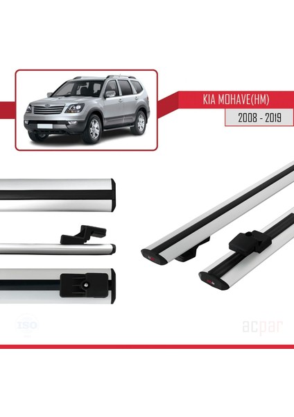 Kia Mohave (Hm) 2008-2019 Arası ile Uyumlu Basıc Model Universal Ara Atkı Tavan Barı Gri 2 Adet