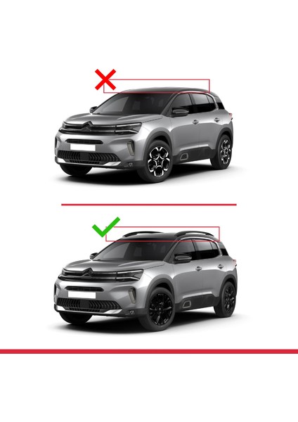 Citroen C5 Aircross 2018 ve Sonrası ile Uyumlu Basıc Model Universal Ara Atkı Tavan Barı Gri 3 Adet