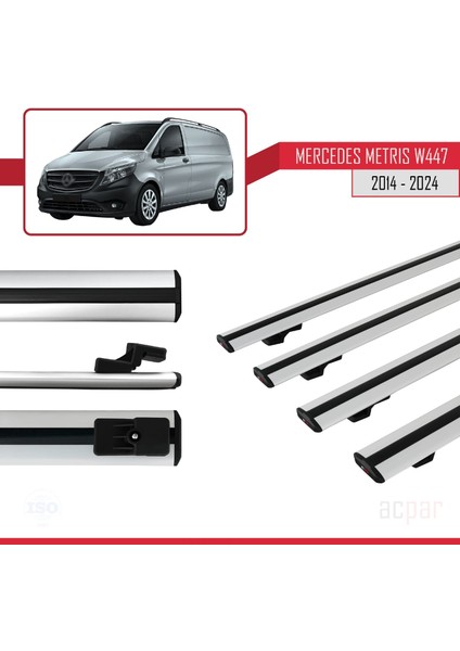 Mercedes Metris (W447) 2014 ve Sonrası ile Uyumlu Basıc Model Ara Atkı Tavan Barı Gri 4 Adet modelleri
