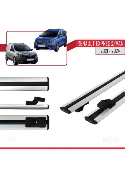 Renault Express 2021 ve Sonrası ile Uyumlu Basıc Model Ara Atkı Tavan Barı Gri
