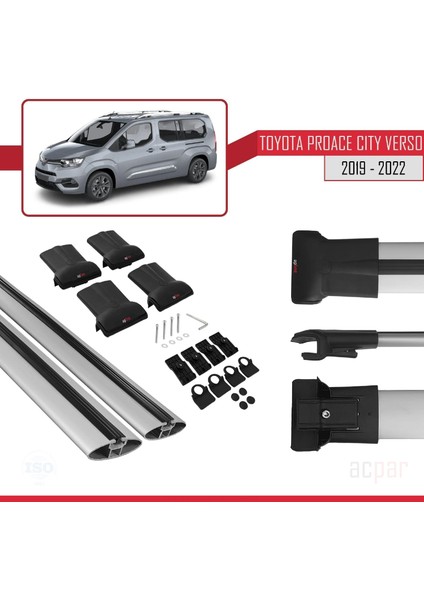 Toyota Proace City Verso 2019-2022 Arası ile Uyumlu Fly Model Ara Atkı Tavan Barı Gri indirimleri