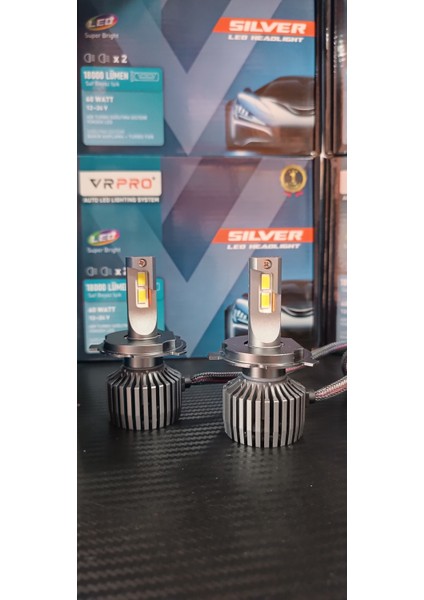 H4 Vrpro Silver 6000K-6500K Saf Beyaz Işık LED Zenon 18000LÜMEN 60W Garantili Ürün 12-24V