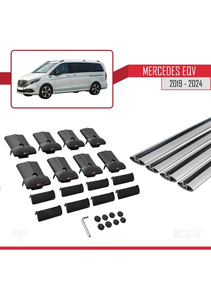 Mercedes Eqv (W447) 2019 ve Sonrası ile Uyumlu Fly Model Ara Atkı Tavan Barı Gri 4 Adet Bar indirimleri