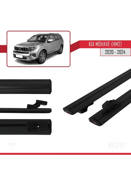 Kia Mohave (Hm2) 2020 ve Sonrası ile Uyumlu Basıc Model Universal Ara Atkı Tavan Barı Siyah 2 Adet modelleri