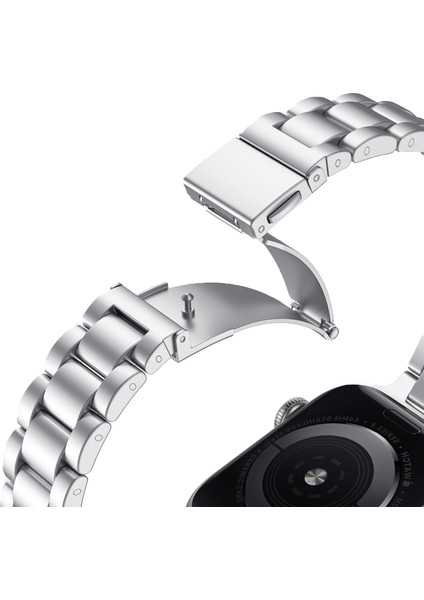 Apple Watch Seri SE/11/10/9/8/7/6/5/4/3 ile Uyumlu 46MM-45MM-44MM Üç Bakla Paslanmaz Çelik İnce Kordon Gümüş fiyatları