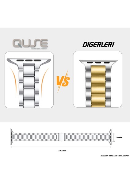 Apple Watch Seri SE/11/10/9/8/7/6/5/4/3 ile Uyumlu 46MM-45MM-44MM Üç Bakla Paslanmaz Çelik İnce Kordon Gümüş modelleri