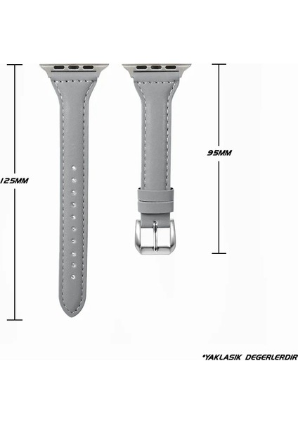 Apple Watch Seri SE/11/10/9/8/7/6/5/4/3 İle Uyumlu 46MM-45MM-44MM İnce Deri Kordon Gri fırsatları