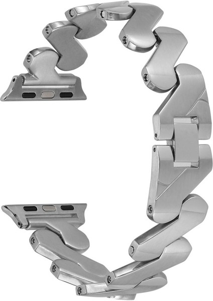 Apple Watch Seri SE/10/9/8/7/6/5/4/3 ile Uyumlu 42MM-41MM-40MM-38MM Infinity Link Zigzag Metal Kordon Gümüş fiyatları