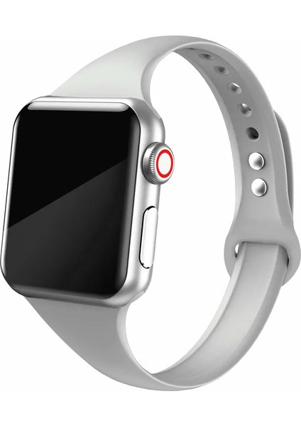 Apple Watch Seri SE/11/10/9/8/7/6/5/4/3 ile Uyumlu 42MM-41MM-40MM-38MM Ince Silikon Kordon Gri