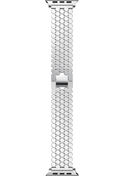 Apple Watch Seri SE/11/10/9/8/7/6/5/4/3 42MM-41MM-40MM-38MM Bal Peteği Çelik Kordon Gümüş