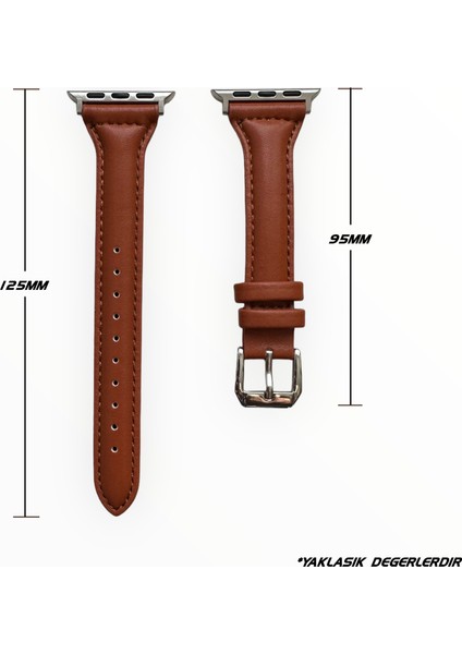Apple Watch Seri SE/11/10/9/8/7/6/5/4/3 İle Uyumlu 46MM-45MM-44MM İnce Deri Kordon Kahverengi fırsatları