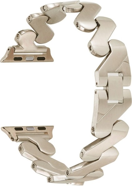 Apple Watch Seri SE/10/9/8/7/6/5/4/3 ile Uyumlu 46MM-45MM-44MM-42MM Infinity Link Zigzag Metal Kordon Starlight fiyatları