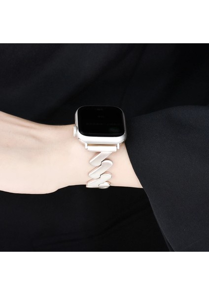 Apple Watch Seri SE/10/9/8/7/6/5/4/3 ile Uyumlu 46MM-45MM-44MM-42MM Infinity Link Zigzag Metal Kordon Starlight fırsatları