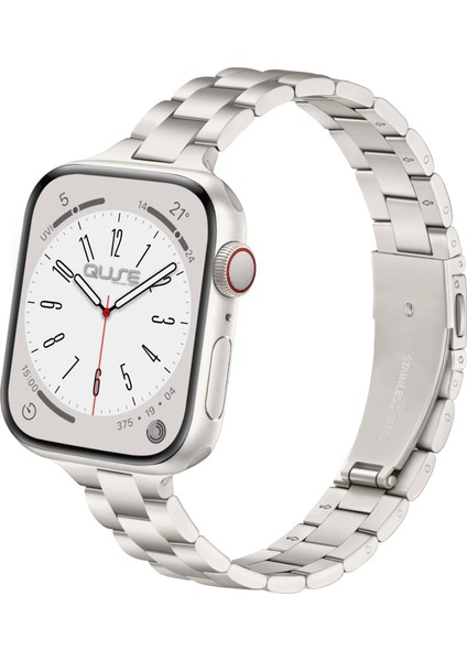 Apple Watch Seri SE/11/10/9/8/7/6/5/4/3 ile Uyumlu 42MM-41MM-40MM-38MM Üç Bakla Paslanmaz Çelik İnce Kordon Starlight
