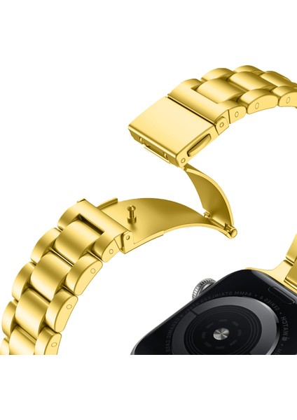 Apple Watch Seri SE/11/10/9/8/7/6/5/4/3 ile Uyumlu 42MM-41MM-40MM-38MM Üç Bakla Paslanmaz Çelik İnce Kordon Gold fiyatları