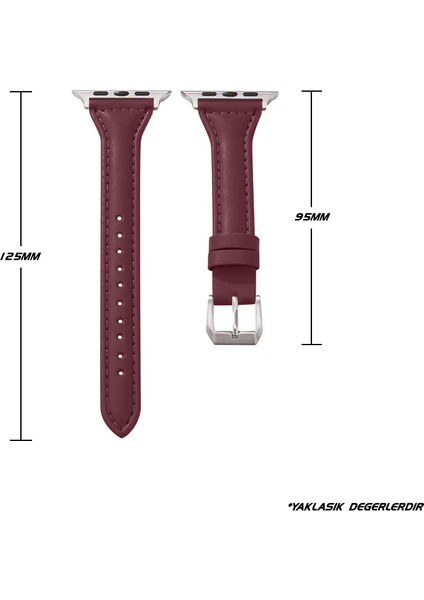 Apple Watch Seri SE/11/10/9/8/7/6/5/4/3 ile Uyumlu 42MM- 41MM-40MM-38MM İnce Deri Kordon Mürdüm fırsatları