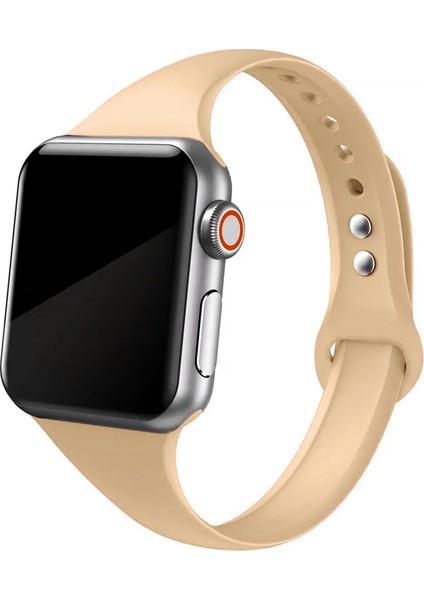 Apple Watch Seri SE/11/10/9/8/7/6/5/4/3 ile Uyumlu 46MM-45MM-44MM Ince Silikon Kordon Ceviz