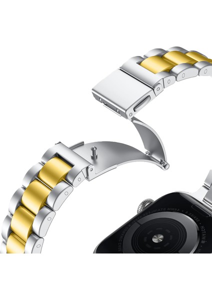 Apple Watch Seri SE/10/9/8/7/6/5/4/3 ile Uyumlu 42MM-41MM-40MM-38MM Üç Bakla Paslanmaz Çelik İnce Kordon Gümüş Gold fiyatları