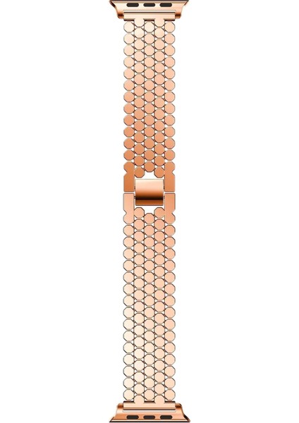 Apple Watch Seri SE/10/9/8/7/6/5/4/3 42MM-41MM-40MM-38MM Bal Peteği Çelik Kordon Rose Gold