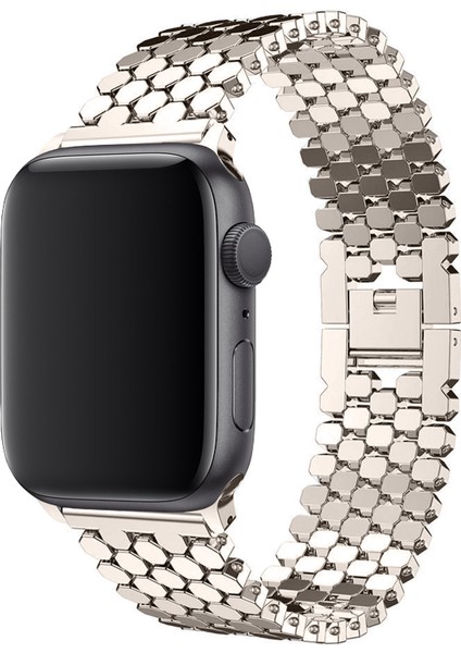 Apple Watch Seri SE/11/10/9/8/7/6/5/4/3 ile Uyumlu 46MM-45MM-44MM Bal Peteği Çelik Kordon Yıldız Işığı fırsatları