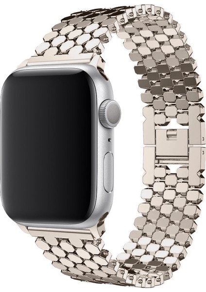 Apple Watch Seri SE/11/10/9/8/7/6/5/4/3 ile Uyumlu 46MM-45MM-44MM Bal Peteği Çelik Kordon Yıldız Işığı indirimleri