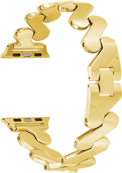 Apple Watch Seri SE/10/9/8/7/6/5/4/3 ile Uyumlu 42MM-41MM-40MM-38MM Infinity Link Zigzag Metal Kordon Gold fiyatları
