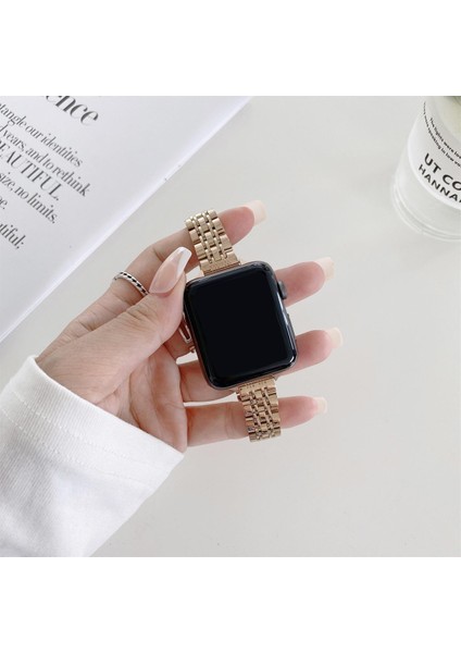 Apple Watch Seri SE/10/9/8/7/6/5/4/3 ile Uyumlu 46MM-45MM-44MM-42MM Çelik İnce Jubilee Kordon Rose Gold fiyatları