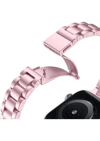 Apple Watch Seri SE/10/9/8/7/6/5/4/3 ile Uyumlu 46MM-45MM-44MM-42MM Üç Bakla Paslanmaz Çelik İnce Kordon Pembe fiyatları