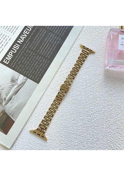 Apple Watch Seri SE/11/10/9/8/7/6/5/3 ile Uyumlu 42MM-41MM-40MM-38MM Çelik İnce Jubilee Kordon Gold modelleri