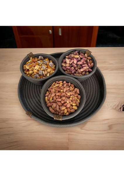 3 Lü Sunum Çerez Takımı Jüt Hasır Sunum Kabı Tepsili modelleri