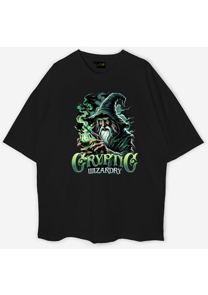 Cryptic Wizard Oversize Unisex Pamuklu Baskılı Tişört
