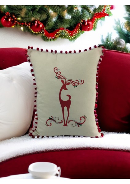 Cıgdemcalıskan Elegant Reindeer Dikey Kırlent Kılıfı