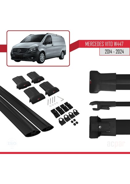 Mercedes Vito (W447) 2014 ve Sonrası ile Uyumlu Fly Model Ara Atkı Tavan Barı Siyah indirimleri