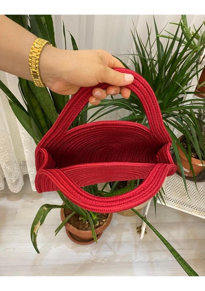 My Doğa Store Rose' Mini  Clutch Çanta jüt Dekoratif Kadın Çantası, Bohem Tarzı Çanta