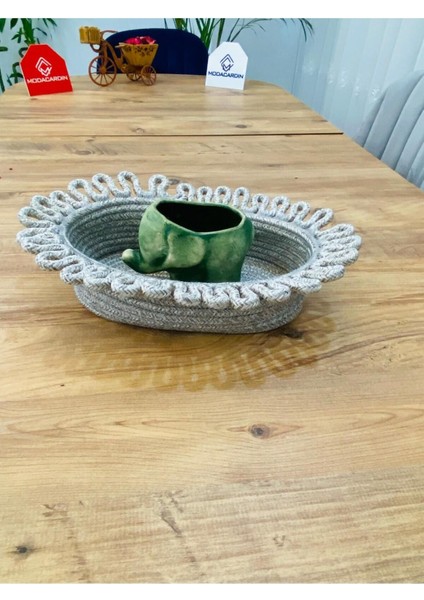Hasır, Jüt,Çirtikli Sepet, Dolap Içi, Düzenleyici, Saklama Sepeti, Ekmek Sepetı,30 x 20 x 16