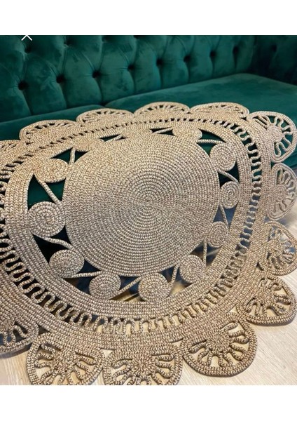 Hasır Jüt Halı El Örgüsü Halı Kilim Yıkanabilir Çift Taraflı Yuvarlak modelleri