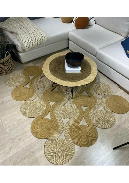 Hasır Jüt Halı El Örgüsü Halı Kilim Yıkanabilir Çift Taraflı modelleri