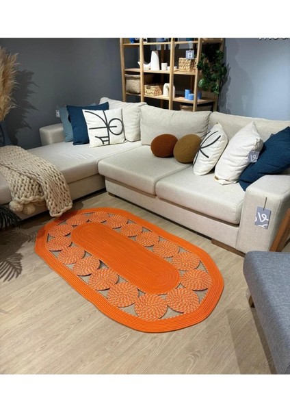 My Doğa Store Hasır Jüt Halı El Örgüsü Halı Kilim Yıkanabilir Çift Taraflı Oval