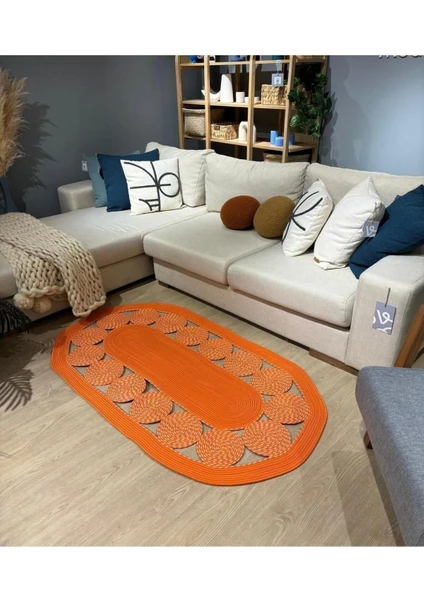 My Doğa Store Hasır Jüt Halı El Örgüsü Halı Kilim Yıkanabilir Çift Taraflı Oval