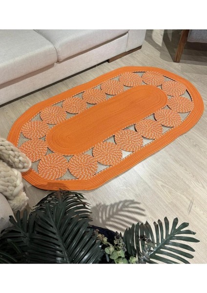 My Doğa Store Hasır Jüt Halı El Örgüsü Halı Kilim Yıkanabilir Çift Taraflı Oval